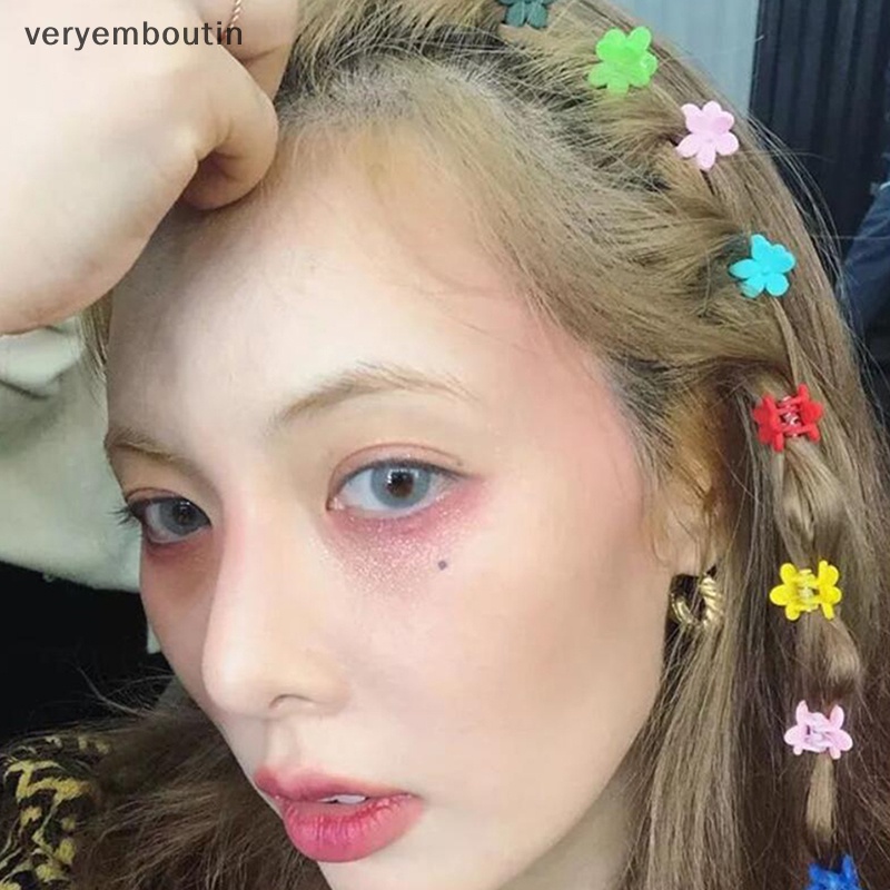 Set 10 Kẹp Tóc Mini Hình Bông Hoa Màu Sắc Ngọt Ngào Thời Trang