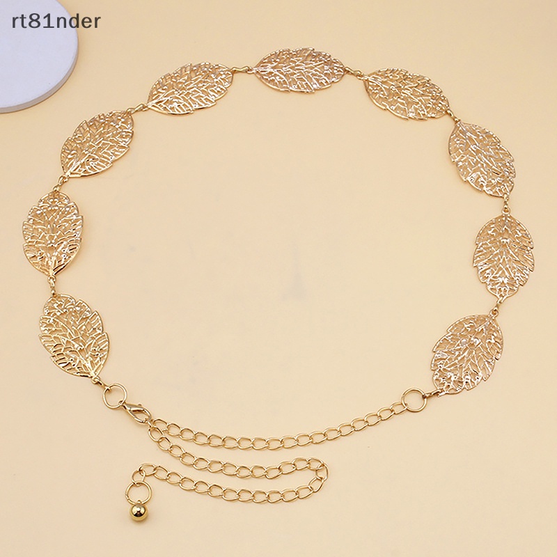 Rt Thắt Lưng Dây Xích Mảnh Bằng Kim Loại Hình Chiếc Lá Đơn Giản Thời Trang Cho Nữ