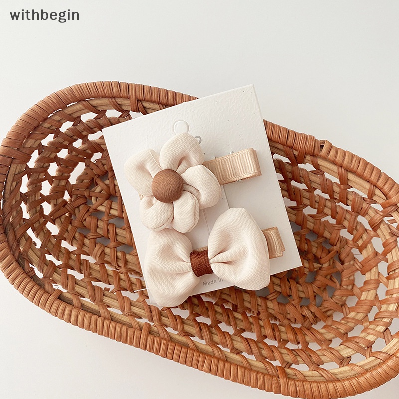 Set 4 / 2 Kẹp Tóc Nơ Hình Hoa Màu Hồng Ngọt Ngào Cho Bé Gái