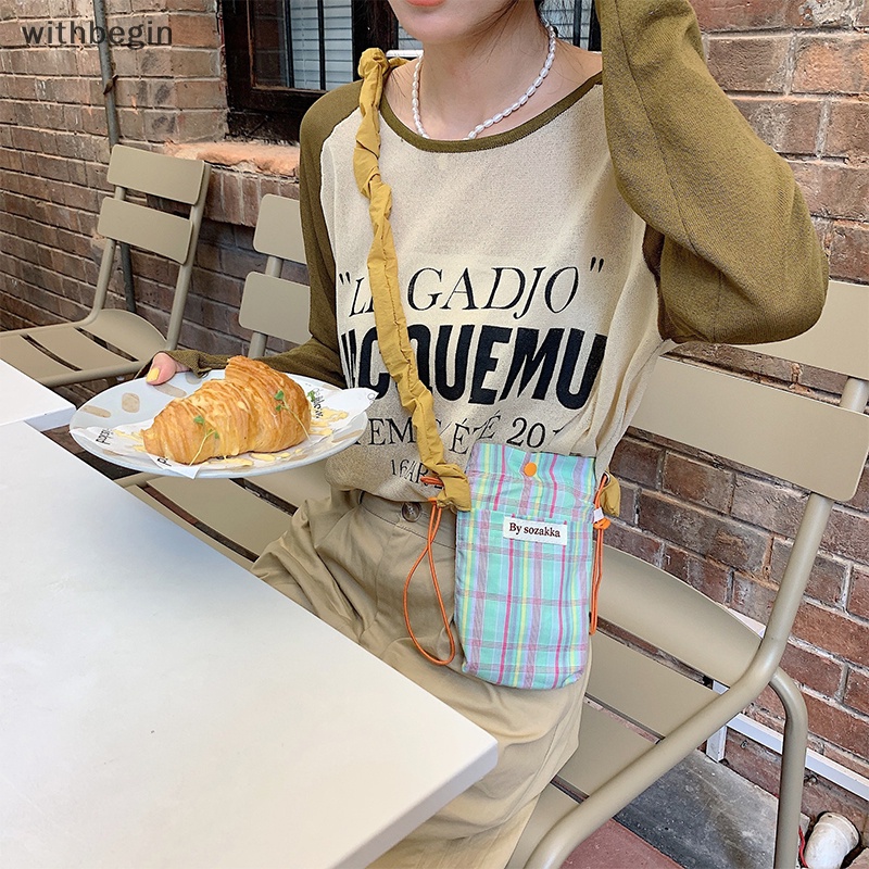 Túi Đeo Chéo Mini Vải Canvas Đựng Điện Thoại Thời Trang Hàn Quốc Dành Cho Nữ