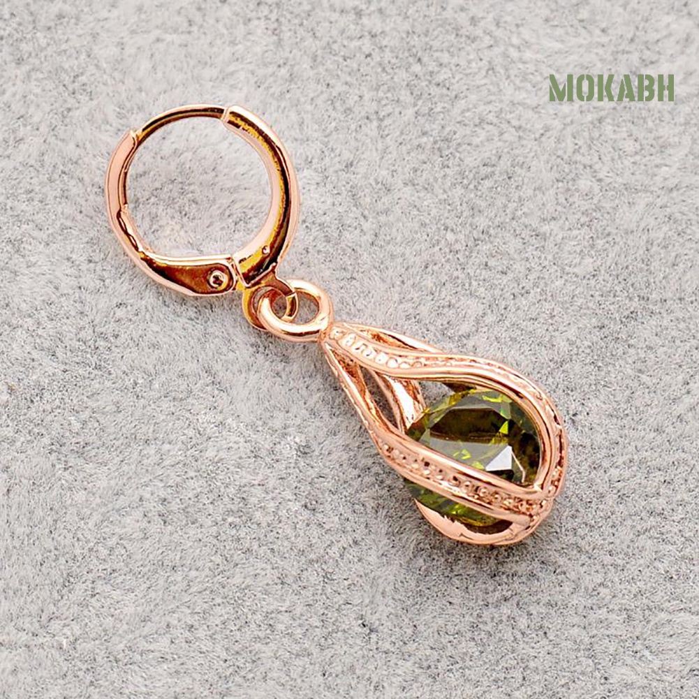 Bông Tai Dáng Dài Hình Giọt Nước Đính Đá Zircon Thời Trang Cho Nữ