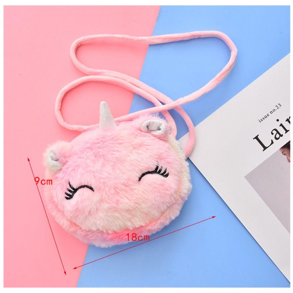 Túi Đeo Chéo Vai Hình Kỳ Lân Hoạt Hình Bằng Lông Nhung Dễ Thương Xinh Xắn