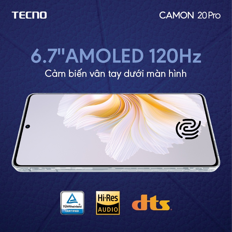 Điện thoại Tecno CAMON 20 Pro 8GB/256GB - Camera 64MP + 32MP |Helio G99 | 5000 mAh/ 33W | 6.7'' FHD AMOLED