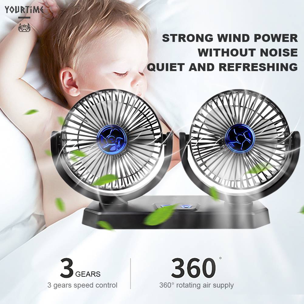 Quạt Thông Gió Tự Động Hai Đầu 3 Bánh Răng 12 / 24V Dành Cho Gia Đình