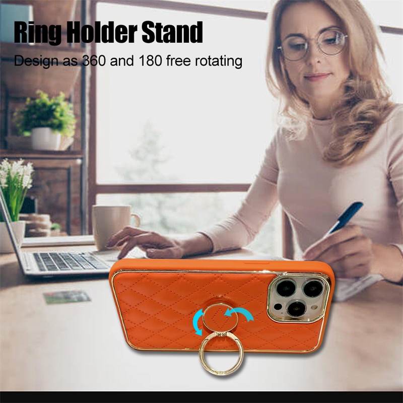 Ốp Điện Thoại Da Cứng Dạng Lưới Có Giá Đỡ Sang Trọng Cho IPhone 14 Pro i14 13 Pro 12Pro max 11 11Pro