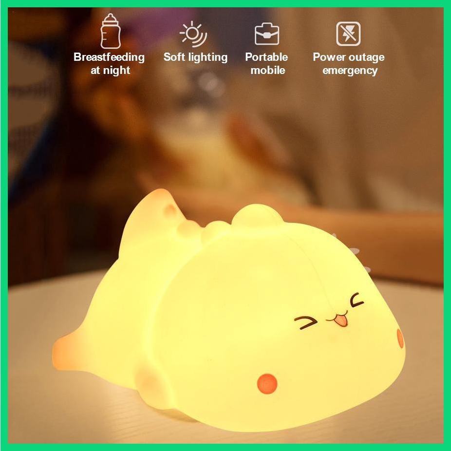 Đèn Ngủ LED Sạc USB Hình Khủng Long Đáng Yêu Cho Bé