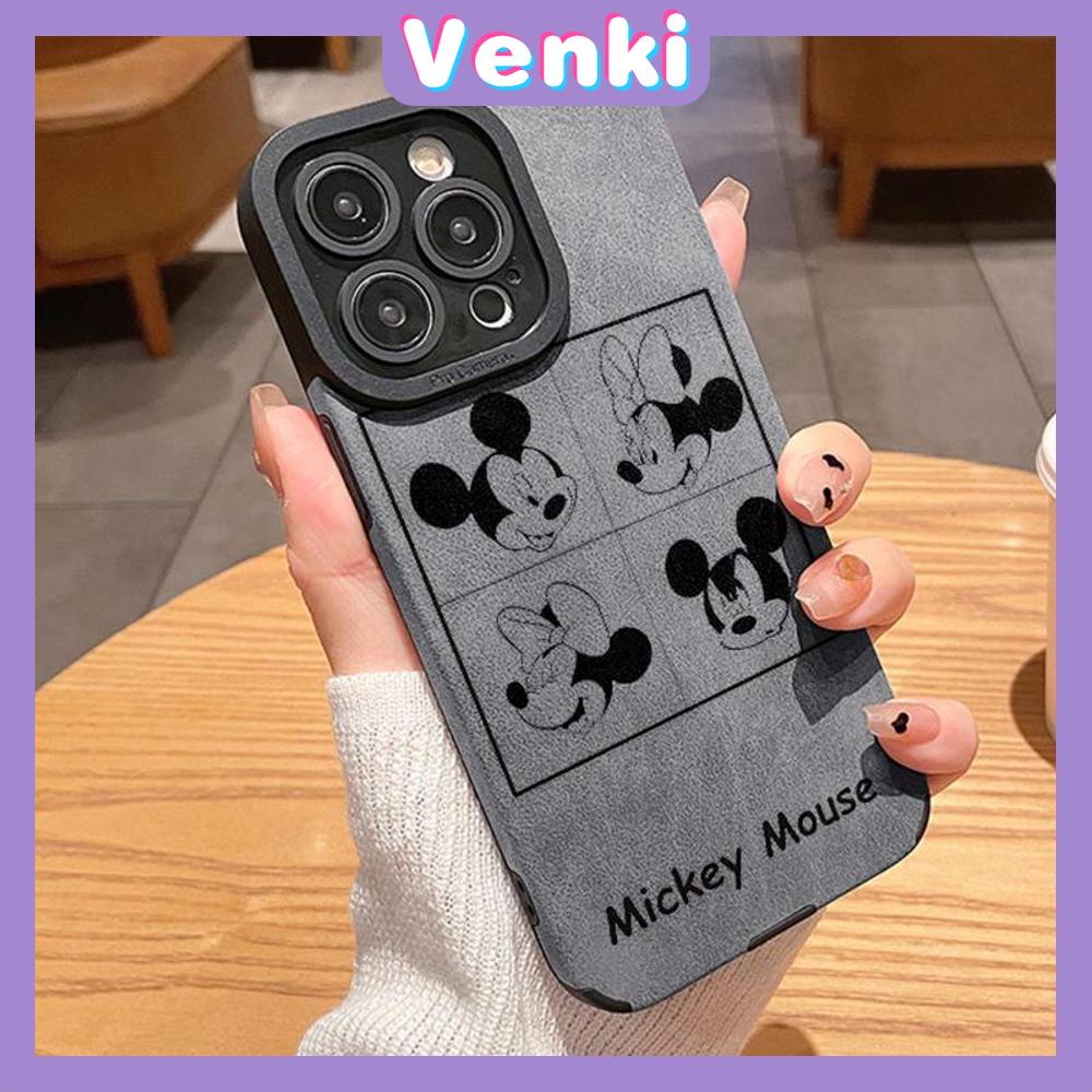 VENKI - Cho iPhone 11 Ốp Lưng Da Học Sinh Da Lộn Mềm Chống Sốc Ốp Lưng Điện Thoại Camera Chuột Hoạt Hình Đơn Giản Dễ Thương Tương Thích Với iPhone 14 13 Pro max 12 Pro max xr xs 7Plus 8Plus