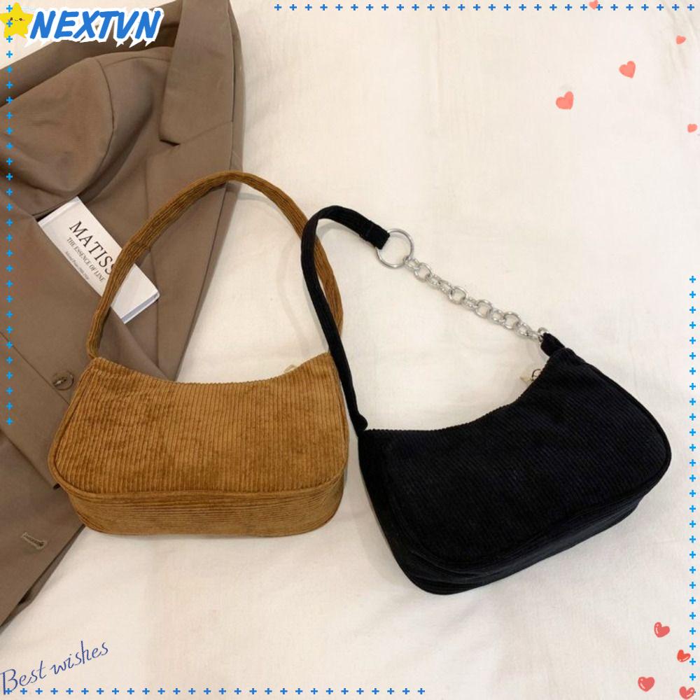 Túi Đeo Vai Vải Nhung Phong Cách Retro Thời Trang Cho Nữ