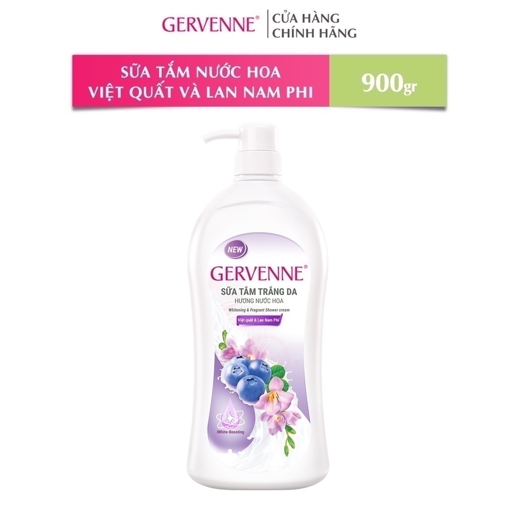 Sữa tắm trắng da hương nước hoa Gervenne Việt Quất và Lan Nam Phi (900g/chai)