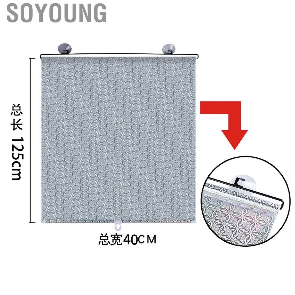 Soyoung Car Front Rear Windshield Sun Visor Curtain Sunshade Heat Insulation Automatic Winding with Sucker