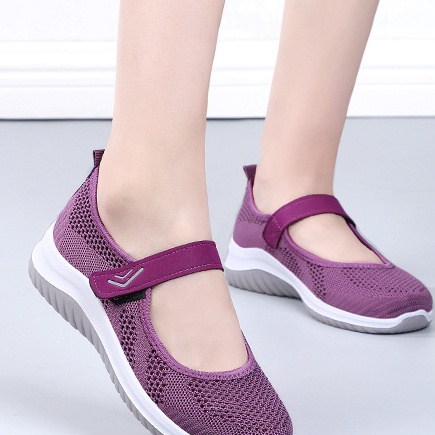 Giày Thuyền Nữ Mạng Lưới Thoáng Khí Chống Trượt Đi Bộ Sức Khỏe Dán Keo Cao Cấp