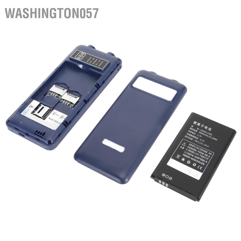 Washington057 Điện thoại GSM Dual SIM 2G đã mở khóa Màn hình 2.4in di động cao cấp Chế độ chờ kép Nút lớn Loa màu xanh với Pin 6800mah tích hợp