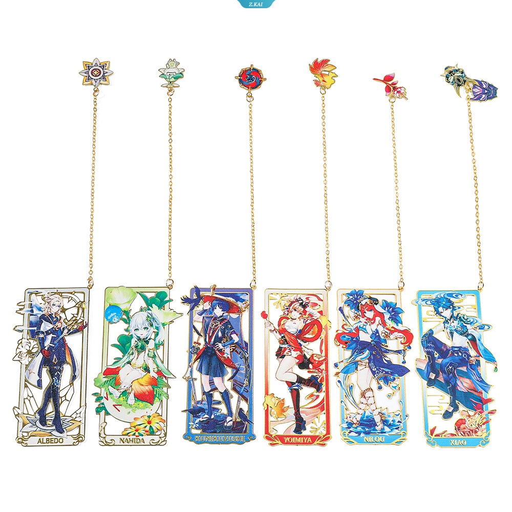 Thẻ Đánh Dấu Trang Sách Bằng Kim Loại Xiao Kaedehara Kazuha