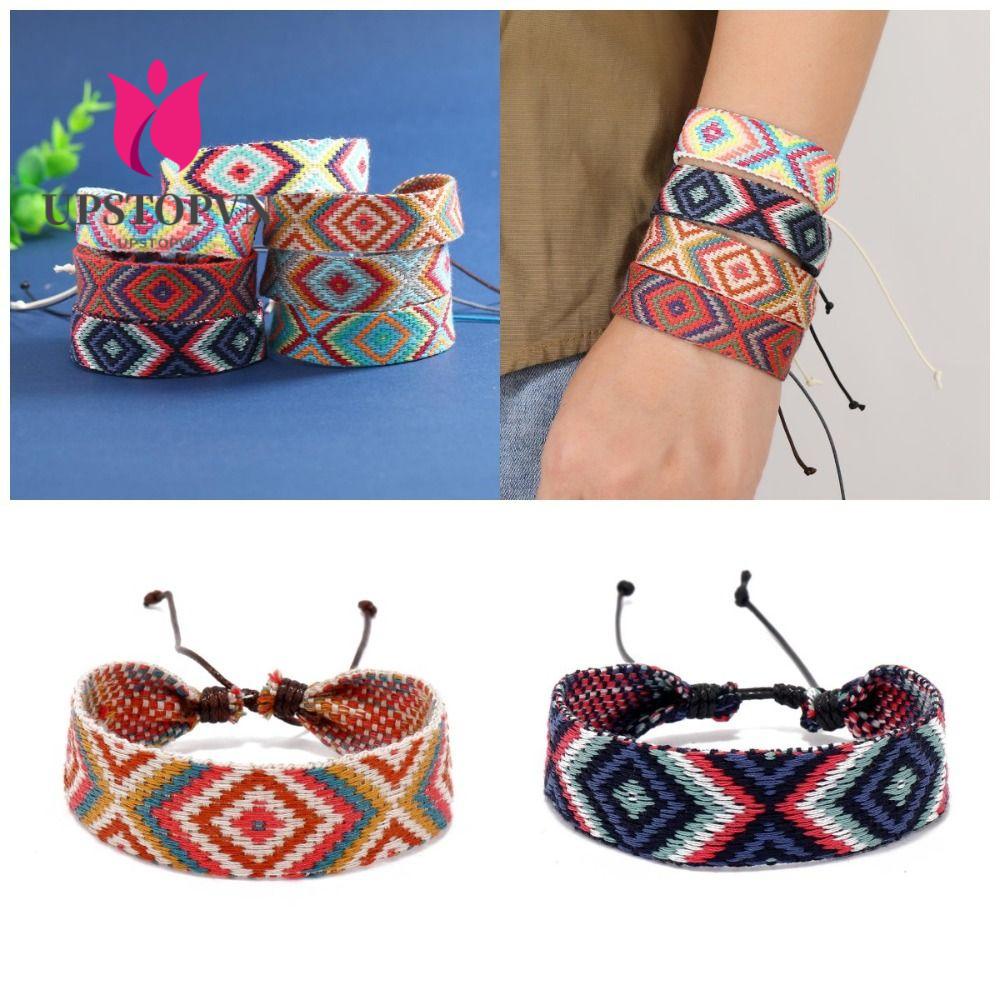 Vòng Tay Dây Thừng Cotton Họa Tiết Dân Tộc Bohemian Thời Trang Mùa Hè Cho Nam