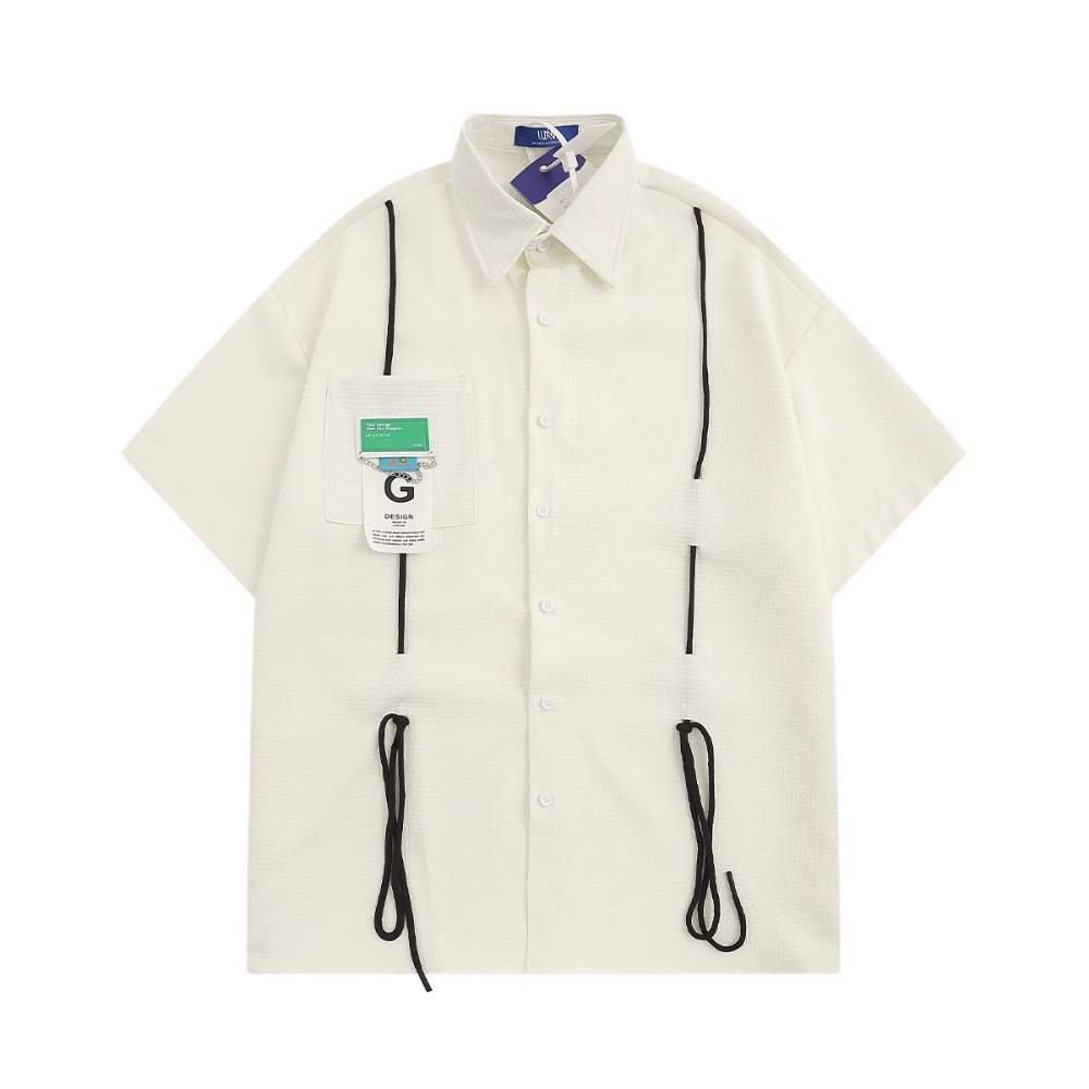 Áo Sơ Mi Tay Ngắn Phồng Thời Trang Đường Phố Retro Mỹ Cá Tính Cho Nam