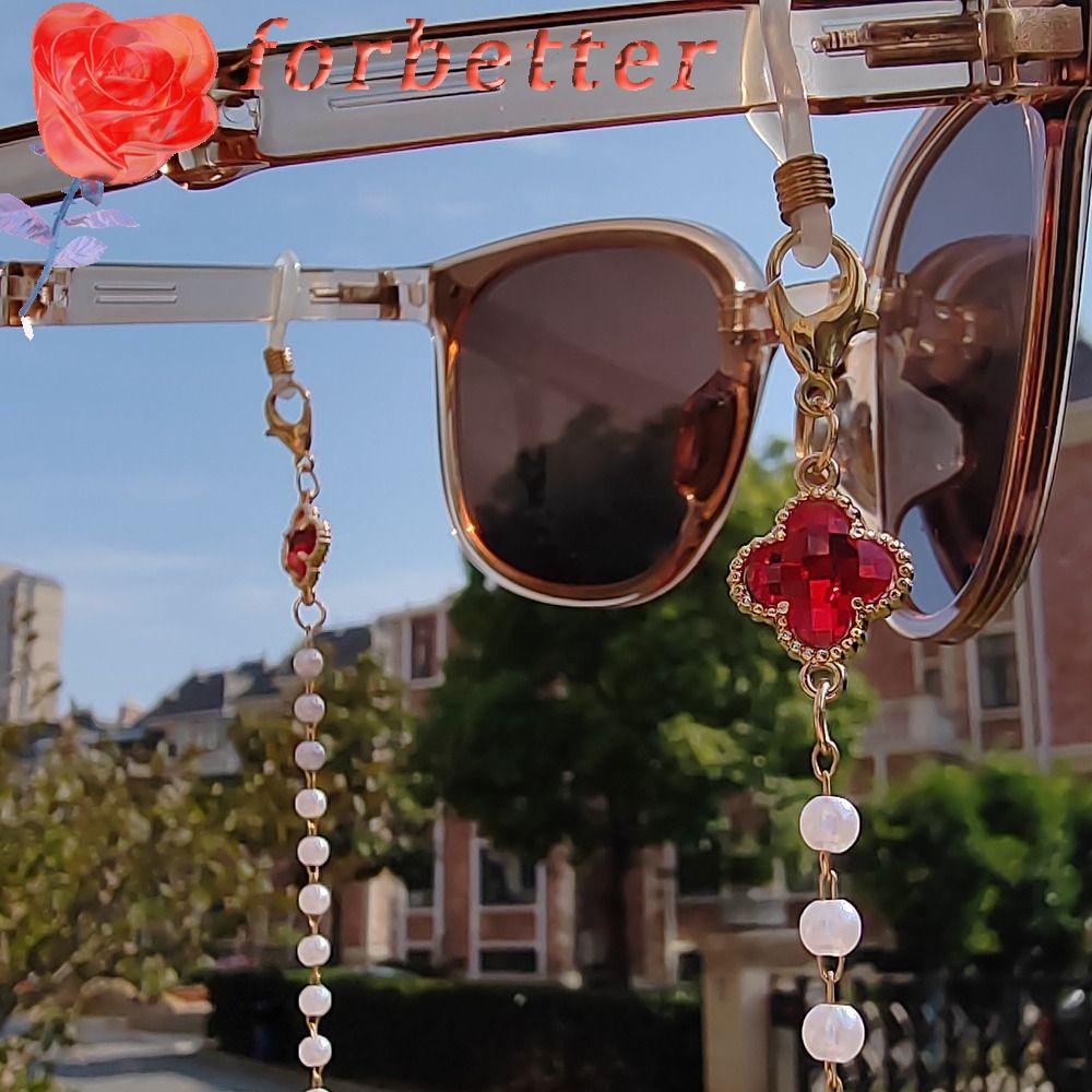 Dây Đeo Mắt Kính Bằng Kim Loại Chống Trượt Hình Cỏ Bốn Lá Thời Trang|Dây Đeo Mắt Kính Dạng Chuỗi Hạt Nhiều Màu Sắc