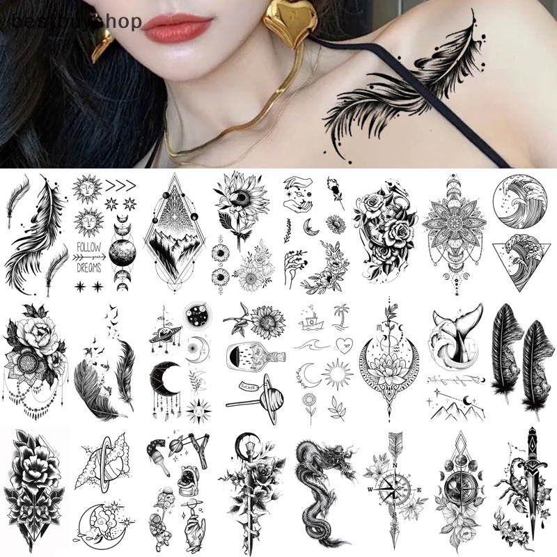 Hình Xăm Dán Tạm Thời Hình Rồng / Hoa / Rắn Chống Thấm Nước Mới