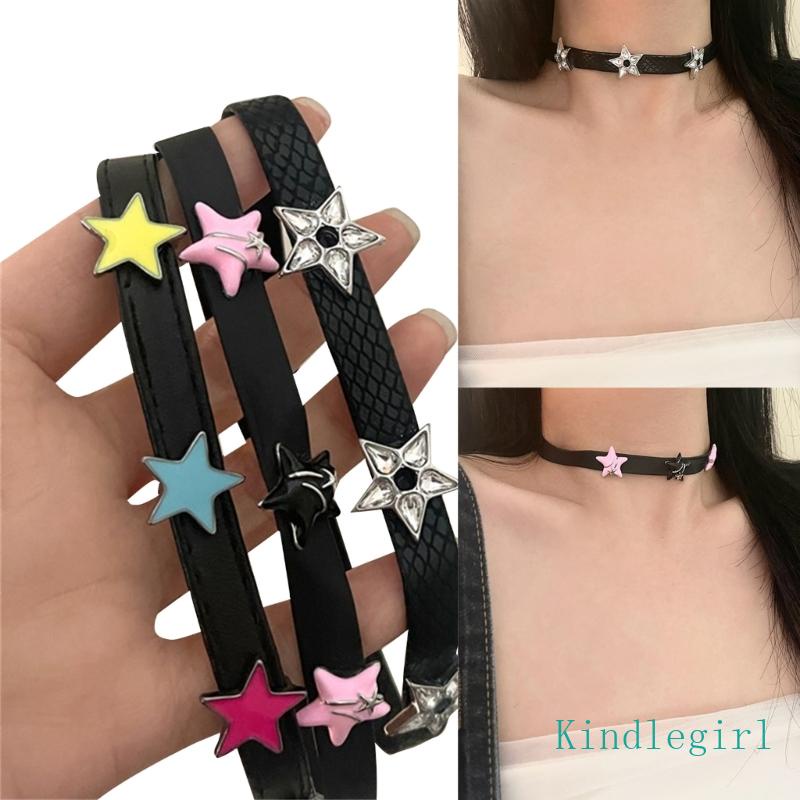 Vòng Cổ Choker Da Mặt Ngôi Sao Năm Cánh Phong Cách Harajuku Ngọt Ngào Cho Nữ