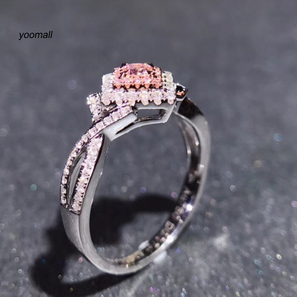 Nhẫn Hợp Kim Đính Đá Zircon Hình Vuông Sang Trọng Cho Nữ