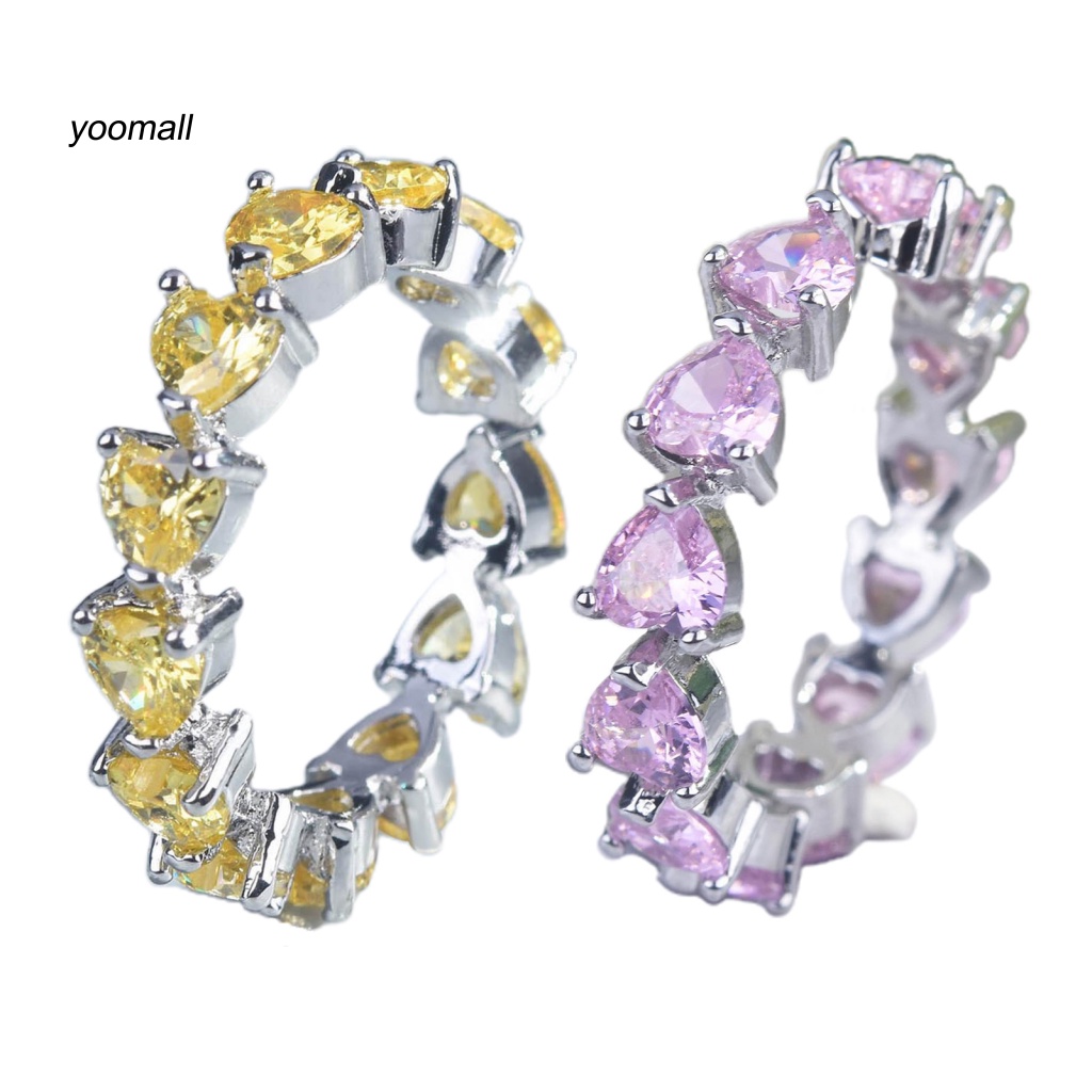 Nhẫn Đính Đá Hình Trái Tim Có Thể Điều Chỉnh Kích Cỡ