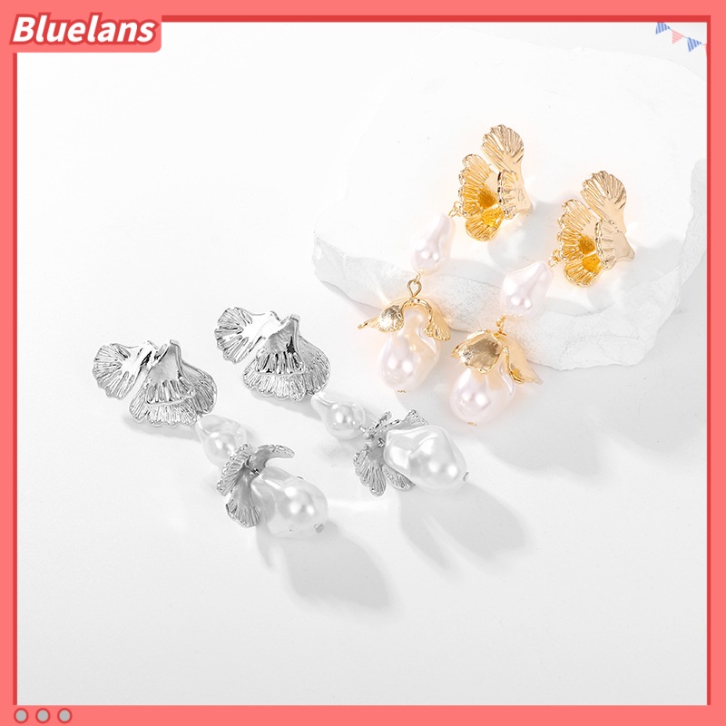 [BLS] Khuyên Tai Hình Hoa Đính Ngọc Trai Bằng Hợp Kim Phong Cách Âu Mỹ Cá Tính Dành Cho Nữ