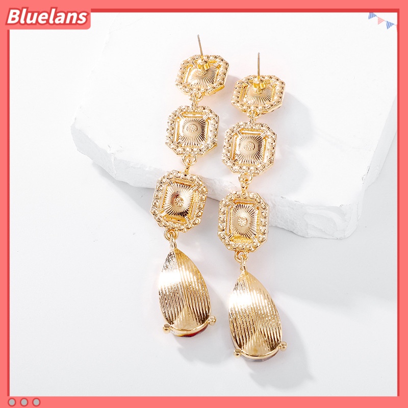 [BLS] Khuyên Tai Dáng Dài Đính Kim Cương Hình Giọt Nước Siêu Lấp Lánh Thời Trang Âu Mỹ Cao Cấp Dành Cho Cô Dâu