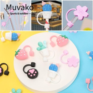 MUVAKO 1 Nắp Đậy Ống Hút Bằng Silicon Chống Bụi Họa Tiết Hoạt Hình Dễ Thương