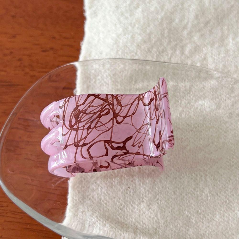 Kẹp Tóc Càng Cua Cố Định Họa Tiết Cẩm Thạch Axit Acetic Đơn Giản Retro Cho Đuôi Ngựa Cao Cấp