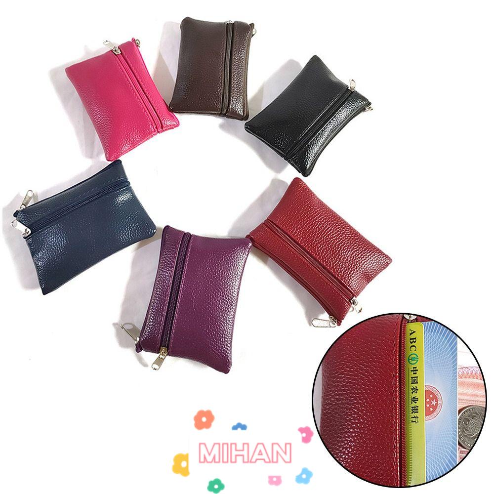 Ví Da PU Mini Màu Trơn Có Khóa Kéo MIHAN1
