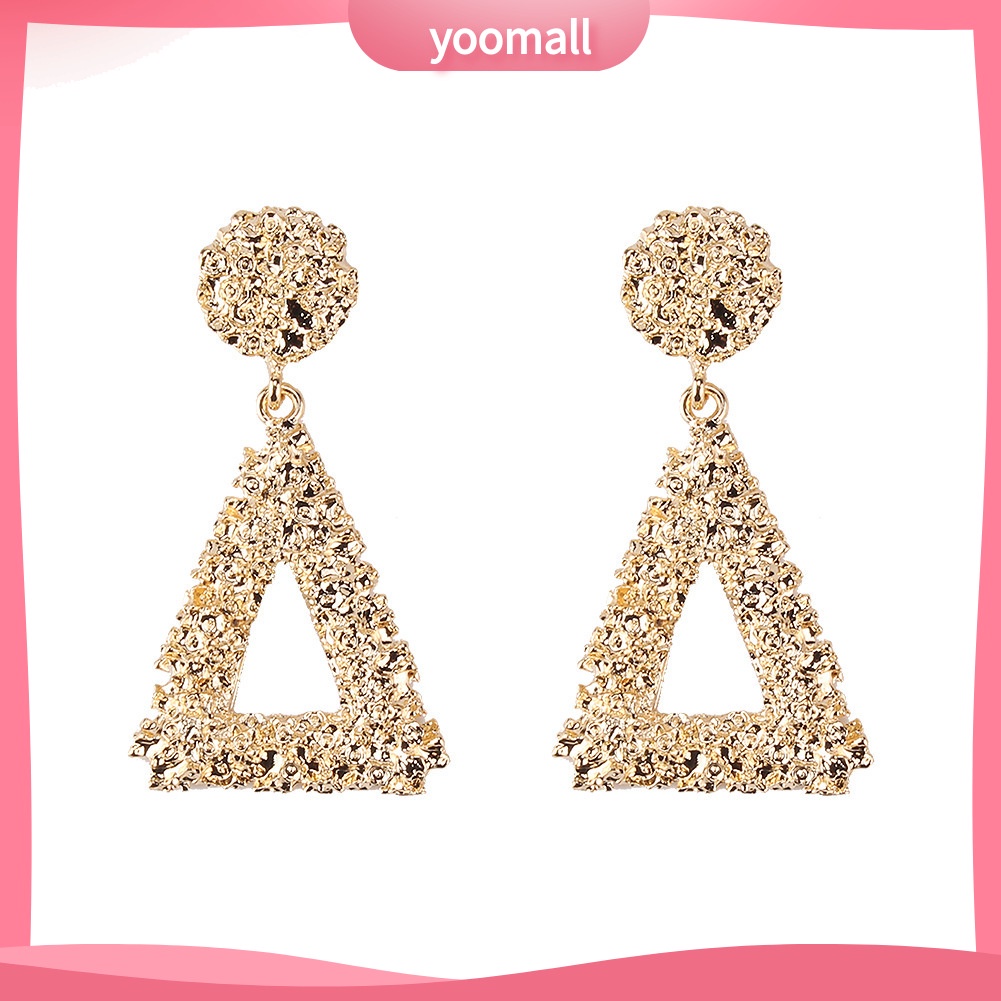 [YM] Bông Tai Kim Loại Hình Tam Giác Rỗng Phong Cách Âu Mỹ Cá Tính Thời Thượng