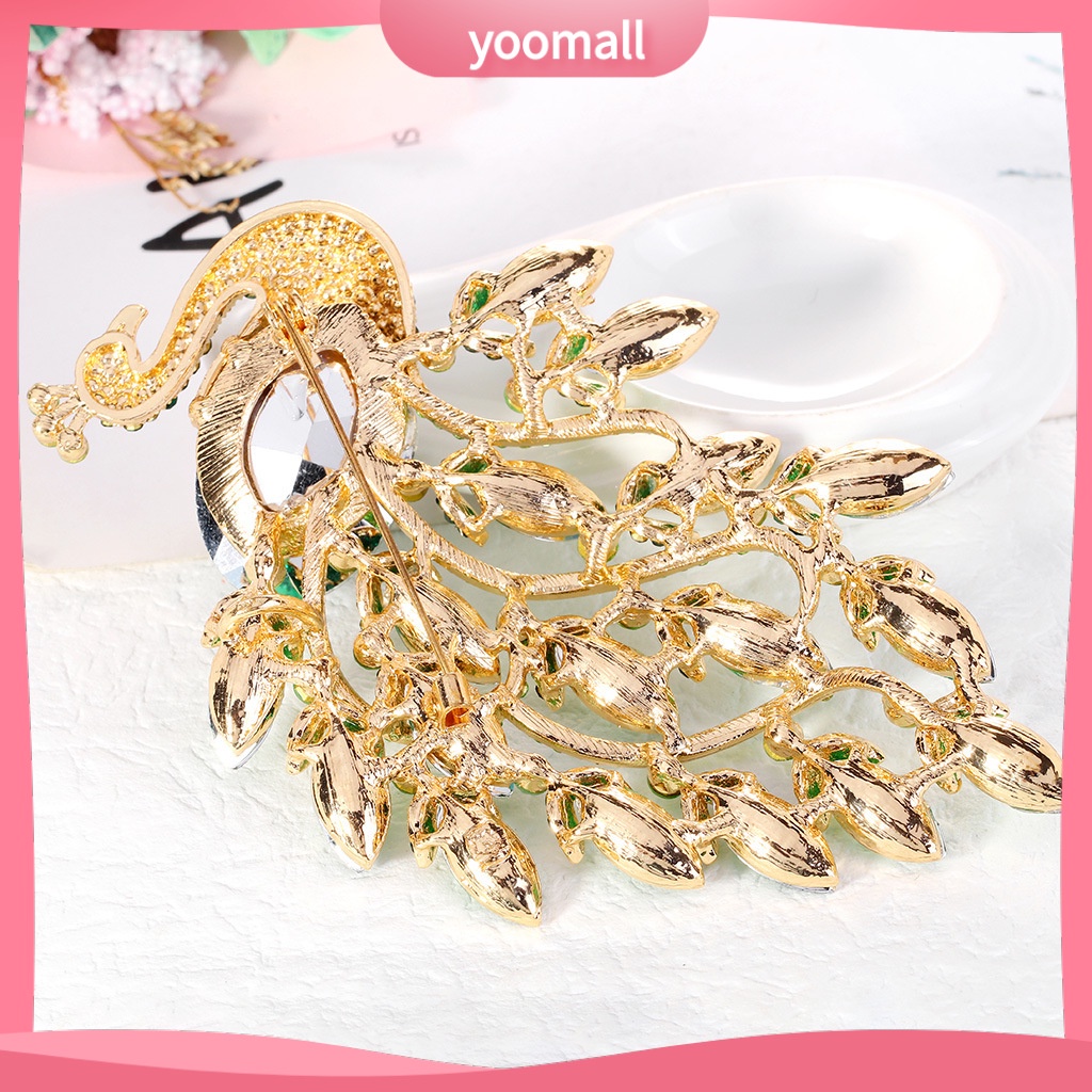 Ghim Cài Áo Hình Chim Công Đính Đá Phong Cách Retro