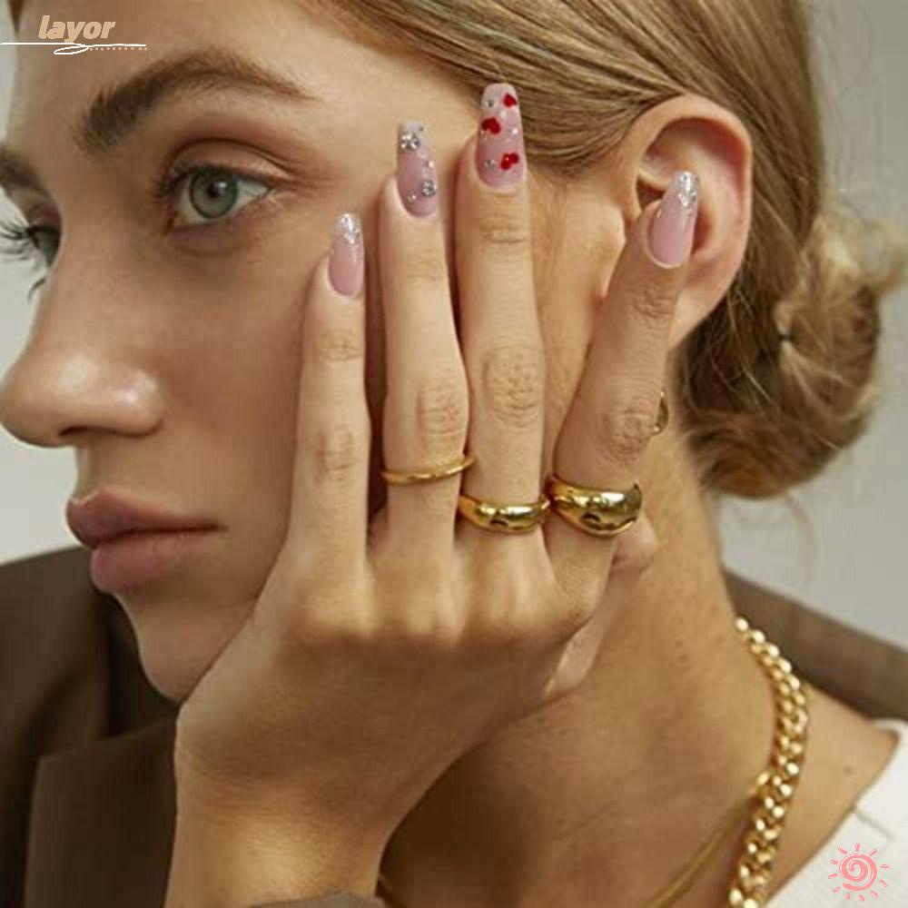 LAY Móng Tay Giả Hình Trái Tim Có Thể Tháo Rời DIY