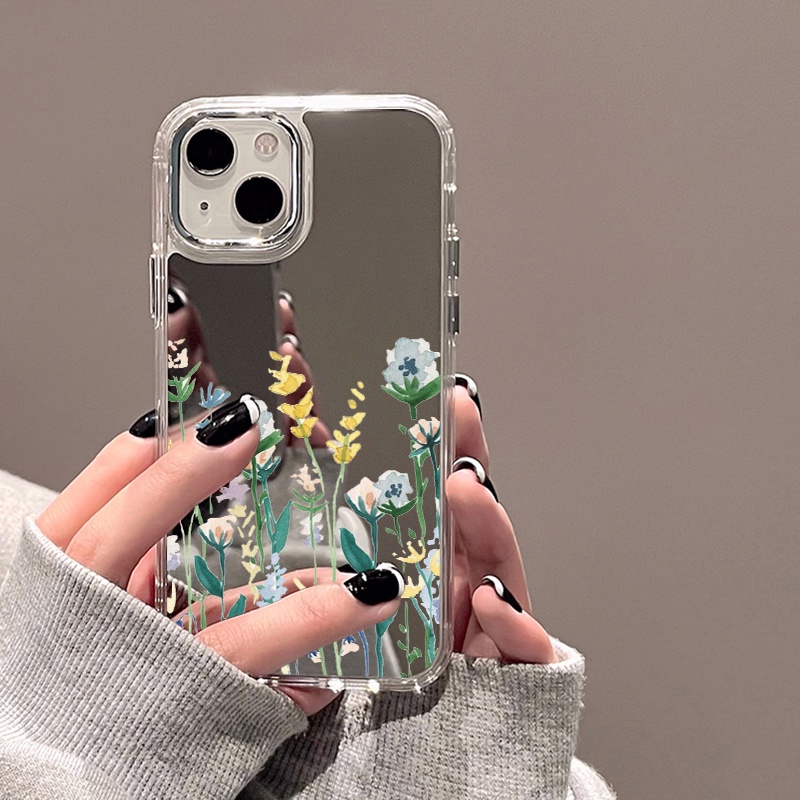 Ốp Điện Thoại Tráng Gương Họa Tiết Hoa Màu Nước Cho IPhone 11 12 13 14 12Pro 13Pro 14Pro Pro Max XR X XS Max