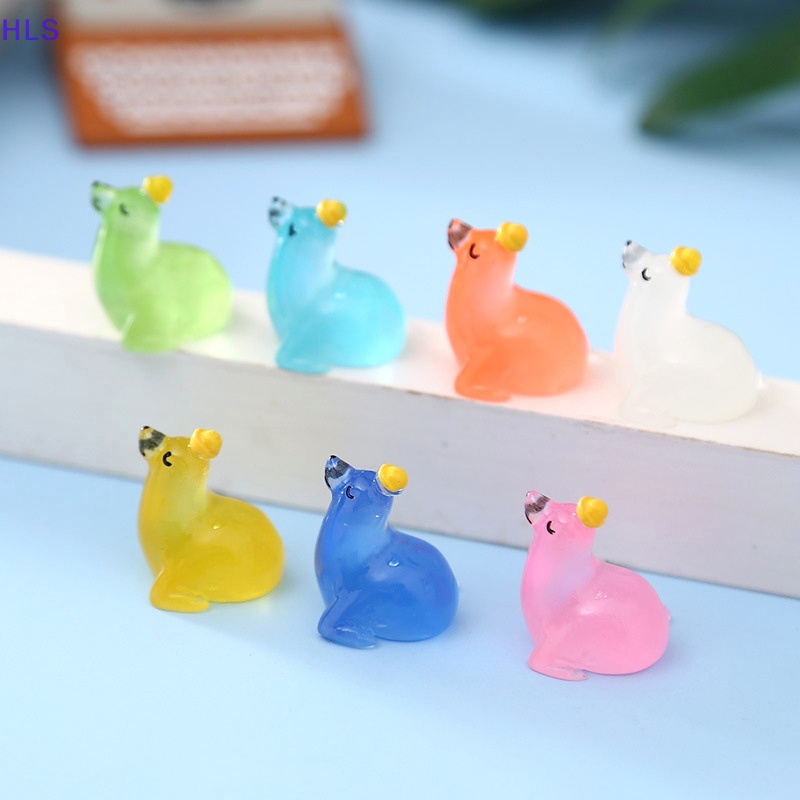 Bộ 2 Đồ trang trí Chú Chó Biển Hoạt Hình Mini Màu Dạ Quang Trang Trí Tiểu Cảnh / Nhà Búp Bê