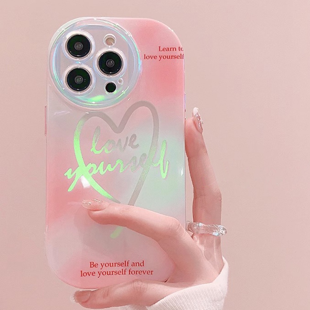 Ốp Điện Thoại TPU Mềm Màu Laser Bảo Vệ Ống Kính Họa Tiết Trái Tim Cho IPhone 11 12 13 14 Pro Max