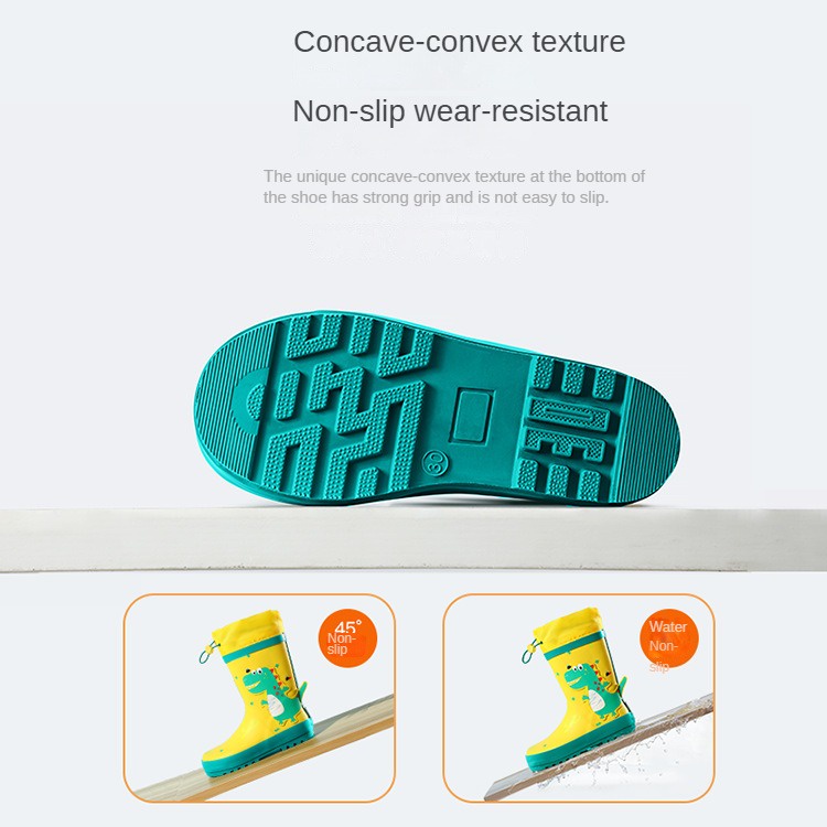 Ủng Cao Su Đi Mưa Chống Thấm Nước Chống Trượt Hình Khủng Long Dễ Thương Cho Bé