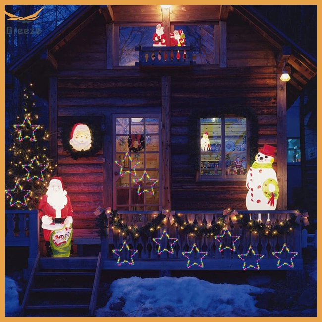 Bộ 3 Đèn Led 45 Bóng 8 Chế Độ Hình Ngôi Sao Trang Trí Lễ Hội Kèm Điều Khiển Từ Xa