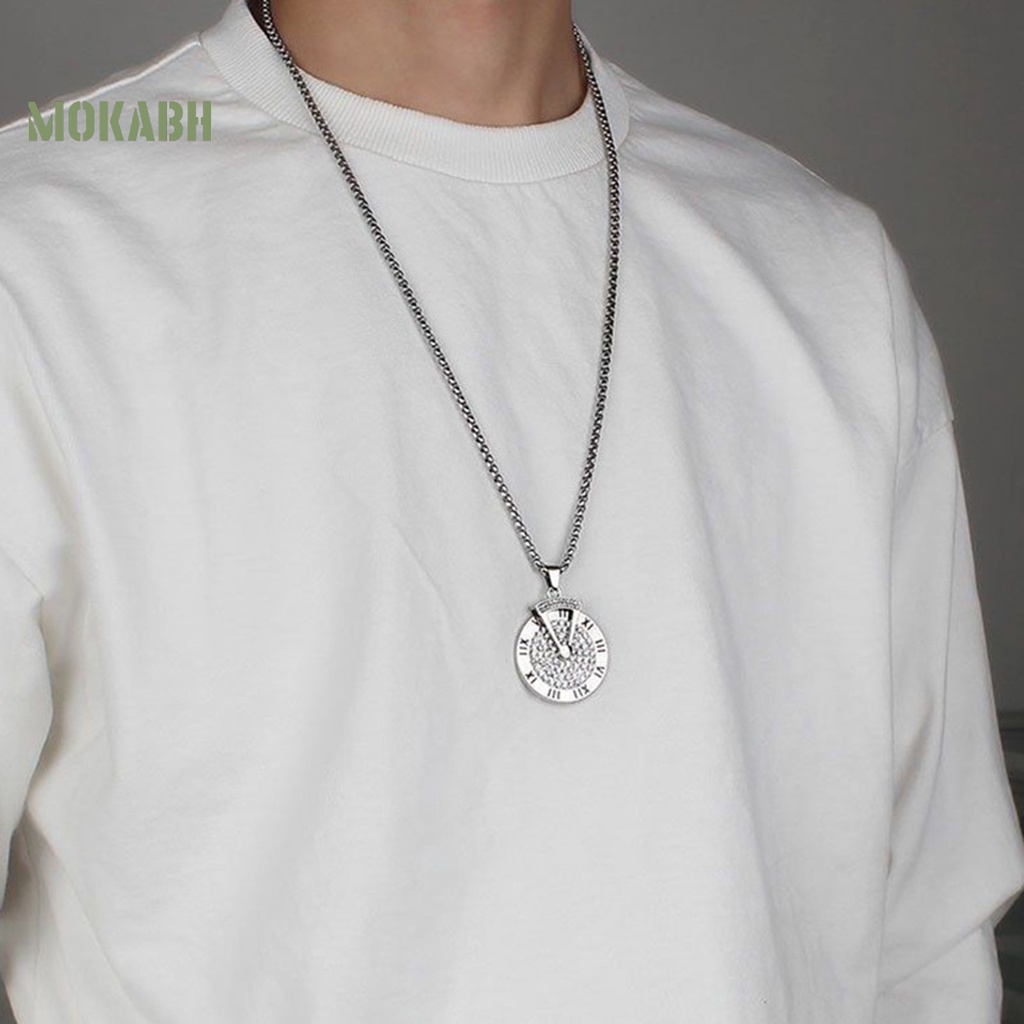 Vòng cổ Mặt Đồng Hồ Xoay Được Không Gây Dị Ứng Phong Cách Hip Hop Thời Trang Cho Nam Và Nữ