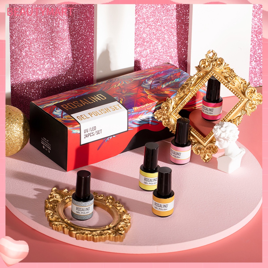 Set 24 Sơn Móng Tay Gel UV Tạo Hiệu Ứng Đẹp Mắt DIY