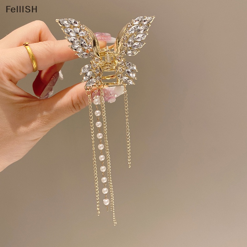 Kẹp Tóc Hình Cá Mập Đính Đá / Ngọc Trai Bằng Hợp Kim Phong Cách Hàn Quốc 439br