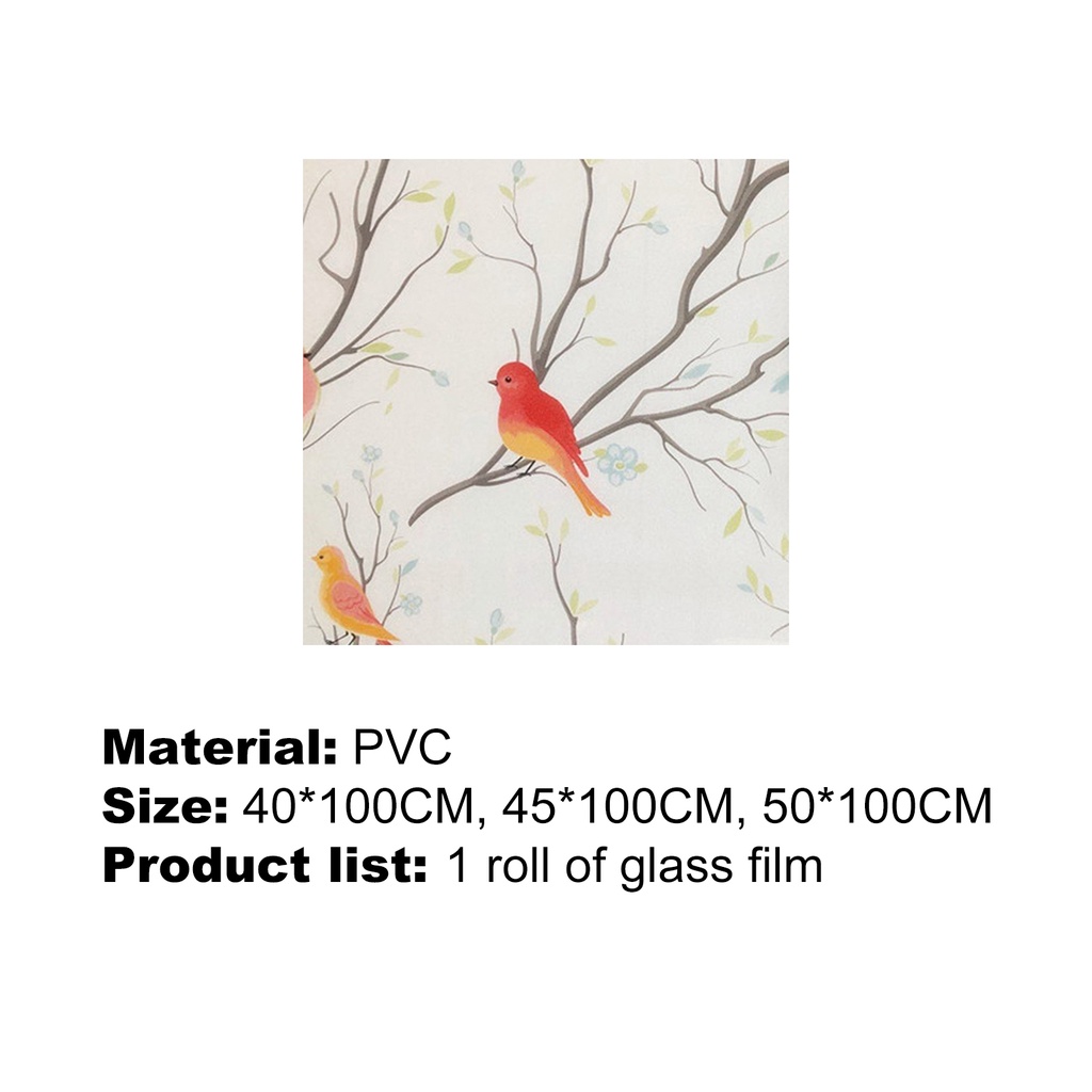 1 Cuộn Sticker Dán Cửa Sổ Bằng PVC Họa Tiết Chim Nhiều Màu Sắc Để Trang Trí Phòng Ngủ