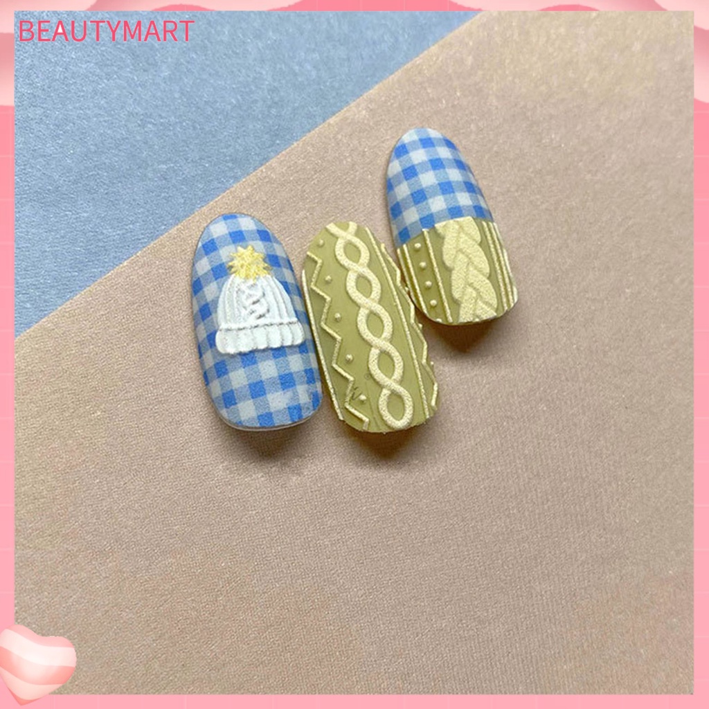 Miếng Dán Trang Trí Móng Tay Tạo Hiệu Ứng 3D Siêu Mỏng Họa Tiết Bông Tuyết Năm Mới