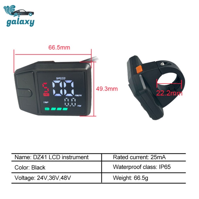 Galaxy Đồng Hồ Đo Tốc Độ Bafang-dz41 Hd Chống Nước Ip65 Màn Hình Lcd Cho Bafang Bbs01 Bbs02