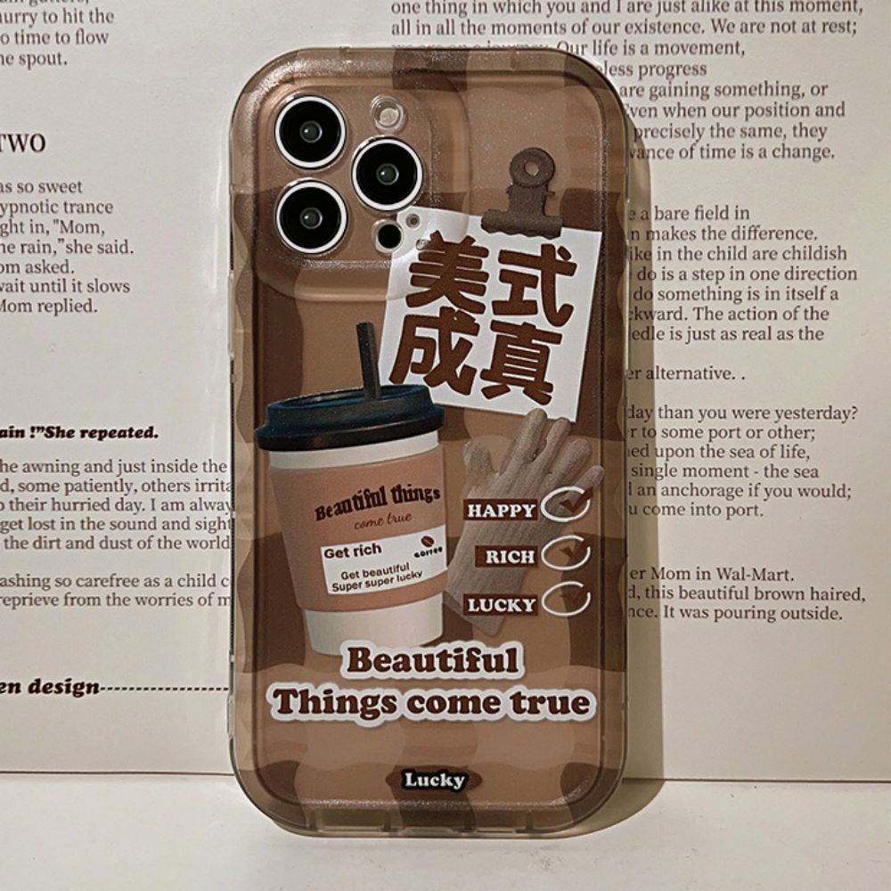 Ốp Điện Thoại TPU Mềm Dày Chống Sốc Hình Cà Phê Nghệ Thuật Retro Cho IPhone 11 12 13 14 Pro Max