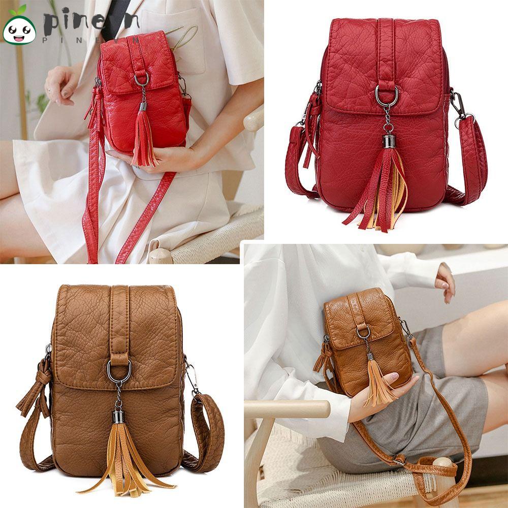 PINEVN Túi Da PU Đeo Vai Nhỏ Xinh Đựng Điện Thoại Tiện Dụng Cho Nữ