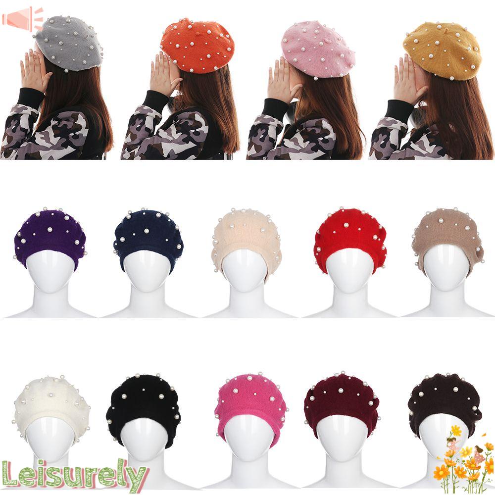 LEILY Mũ Beret Len Phong Cách Thời Trang Vintage Dành Cho Nữ