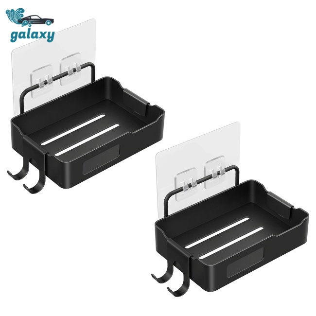 Galaxy Set 2 Giá Đỡ Xà Phòng Gắn Tường Bằng Thép Không Gỉ Màu Đen Kèm 4 Móc Treo Màu Đen