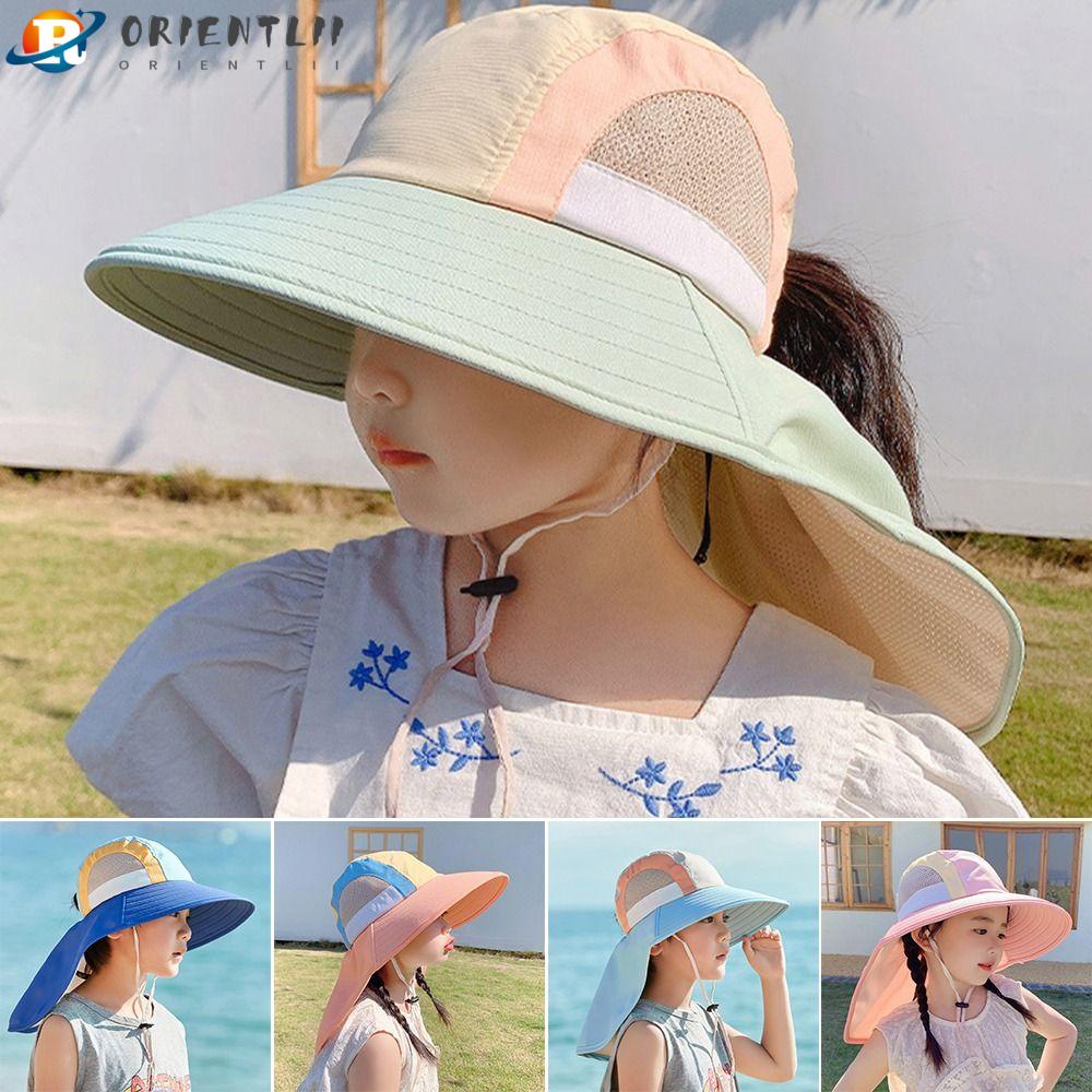 Mũ Rộng Vành Chống Nắng / Tia UV Có Dây Đeo Cổ Thời Trang Đi Biển Mùa Hè Mới Cho Bé