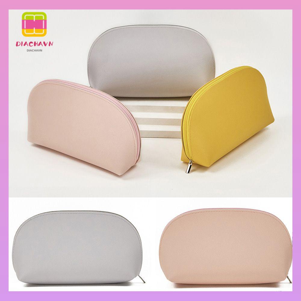 DIACHAVN Túi Da PU Đựng Mỹ Phẩm Chống Thấm Nước Có Khóa Kéo Tiện Dụng