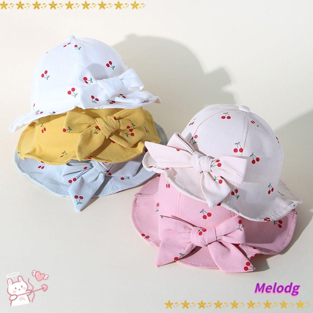 MELODG Mũ Tai Bèo Đi Biển Chống Tia UV Họa Tiết Cherry Dễ Thương Cho Bé